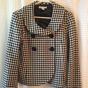 Pendleton Black and White Houndstooth Wool Blazer